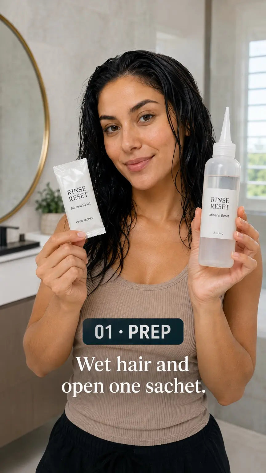 Prep: wet hair and open one sachet