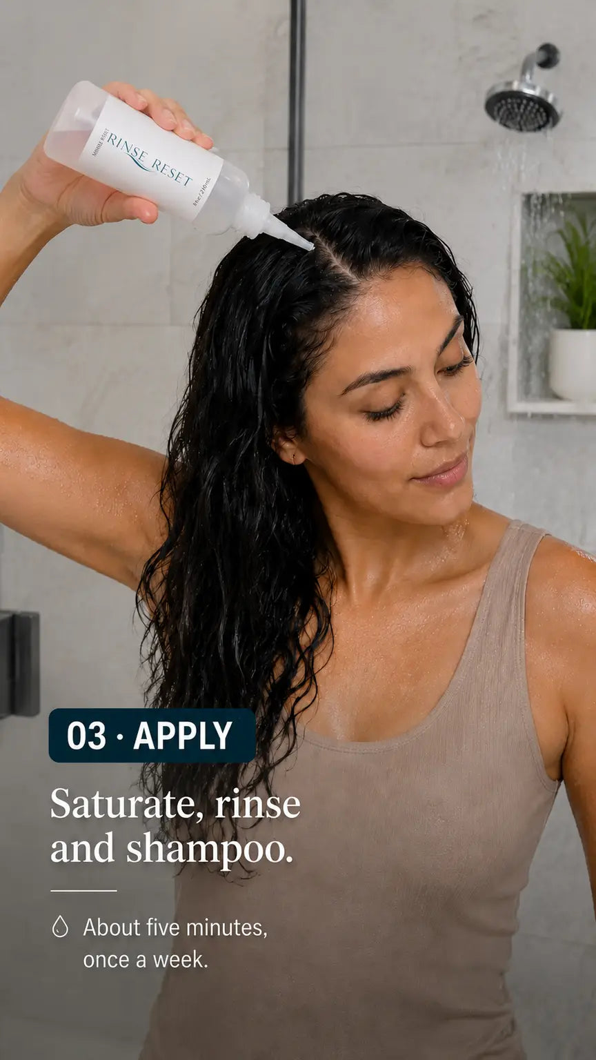 Apply: saturate hair before shampoo