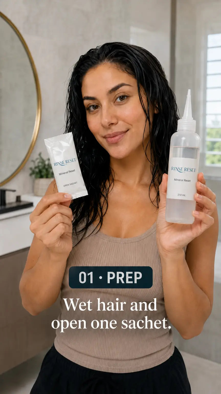 Prep: wet hair and open one sachet